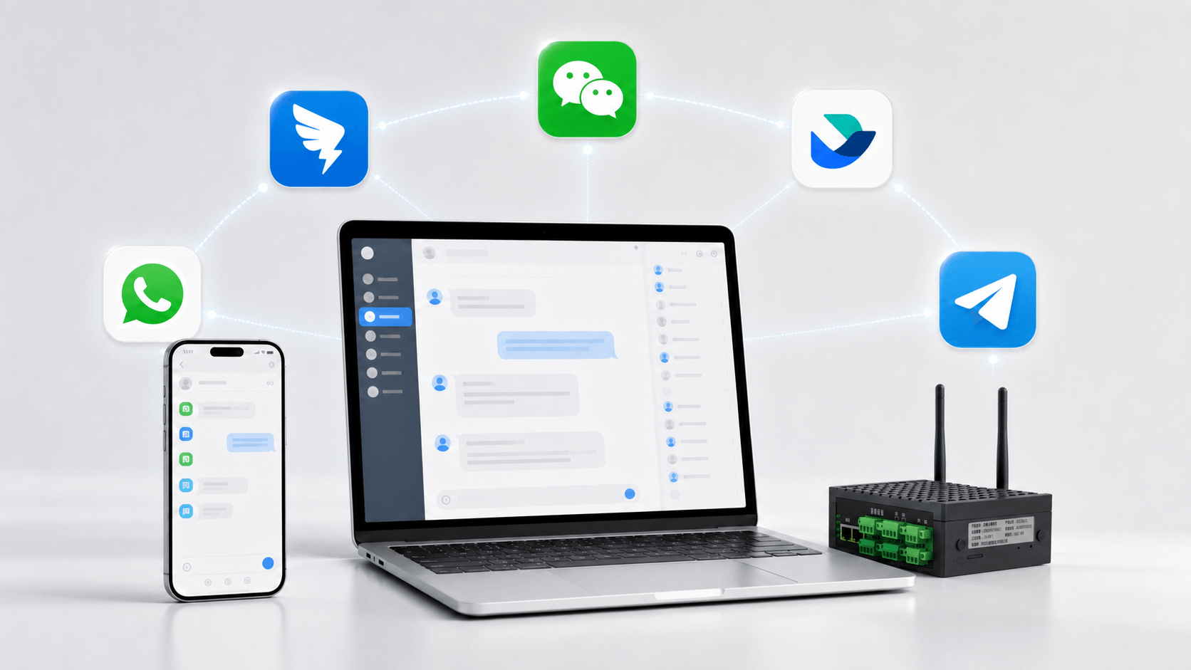 網(wǎng)關(guān) Chat 通道連接微信、釘釘、飛書、Telegram 和 WhatsApp 等社交應(yīng)用入口